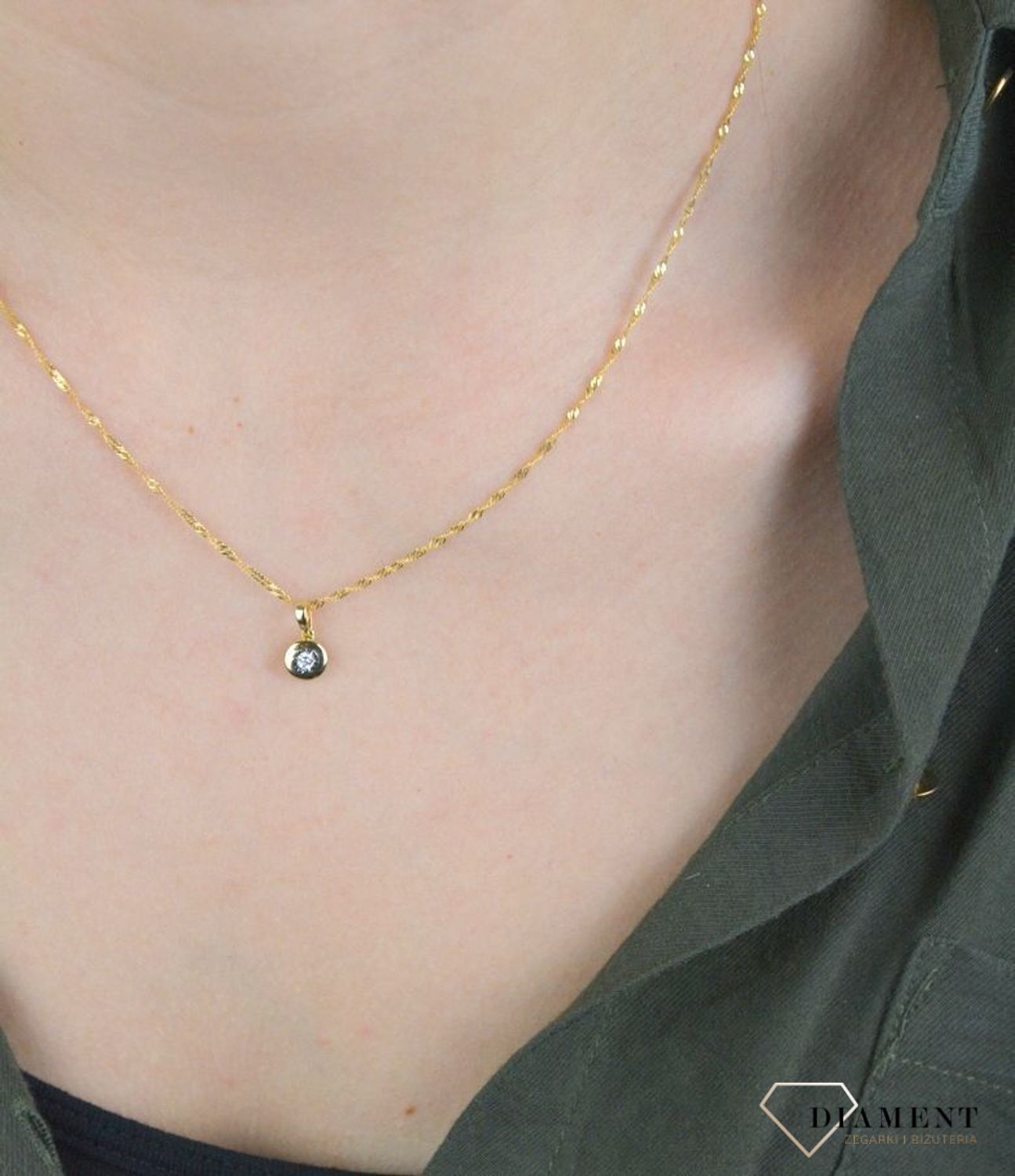 Zawieszka z Diamentami  Złote guziczek  585 DIAMENT KN975701Y.jpg