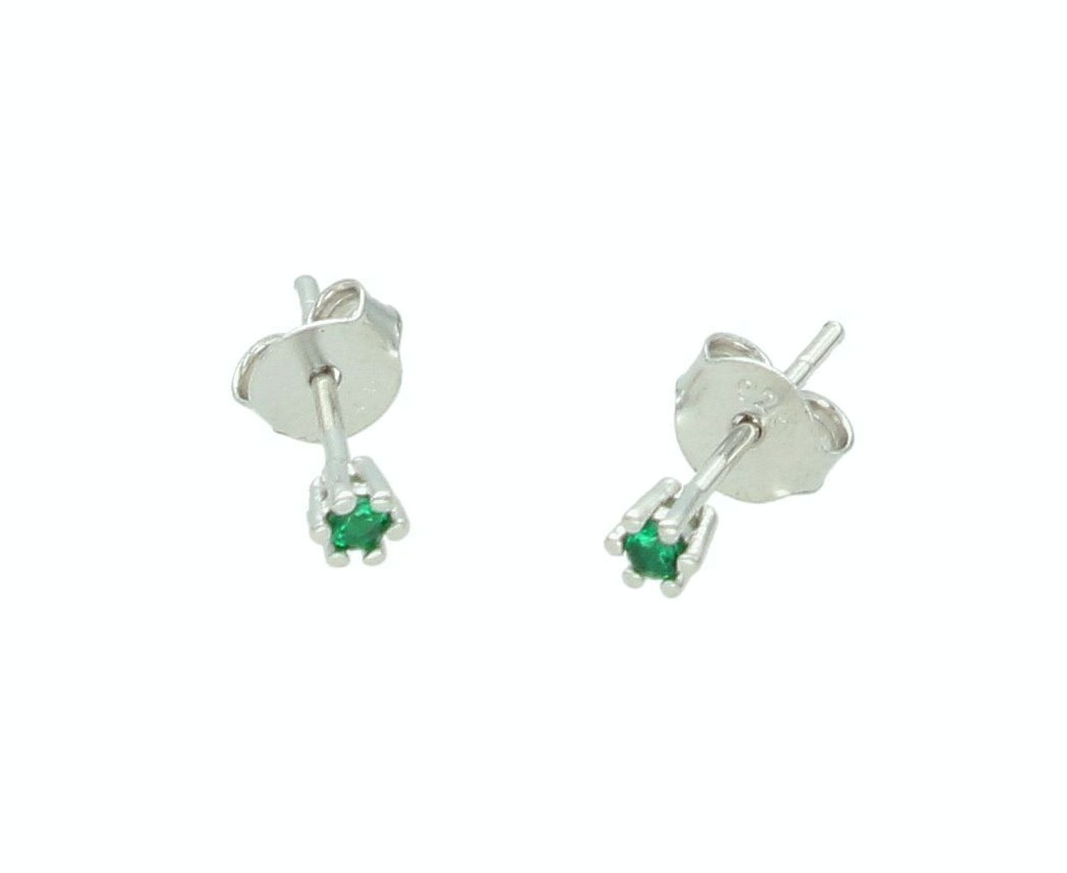 Srebrne kolczyki 925 minimalistyczne zielone cyrkonie KOL0150823.jpg