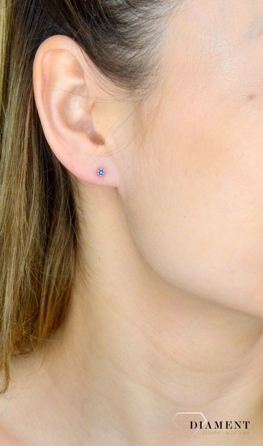 Srebrne kolczyki 925 minimalistyczne niebieskie cyrkonie KOL0160823.jpg
