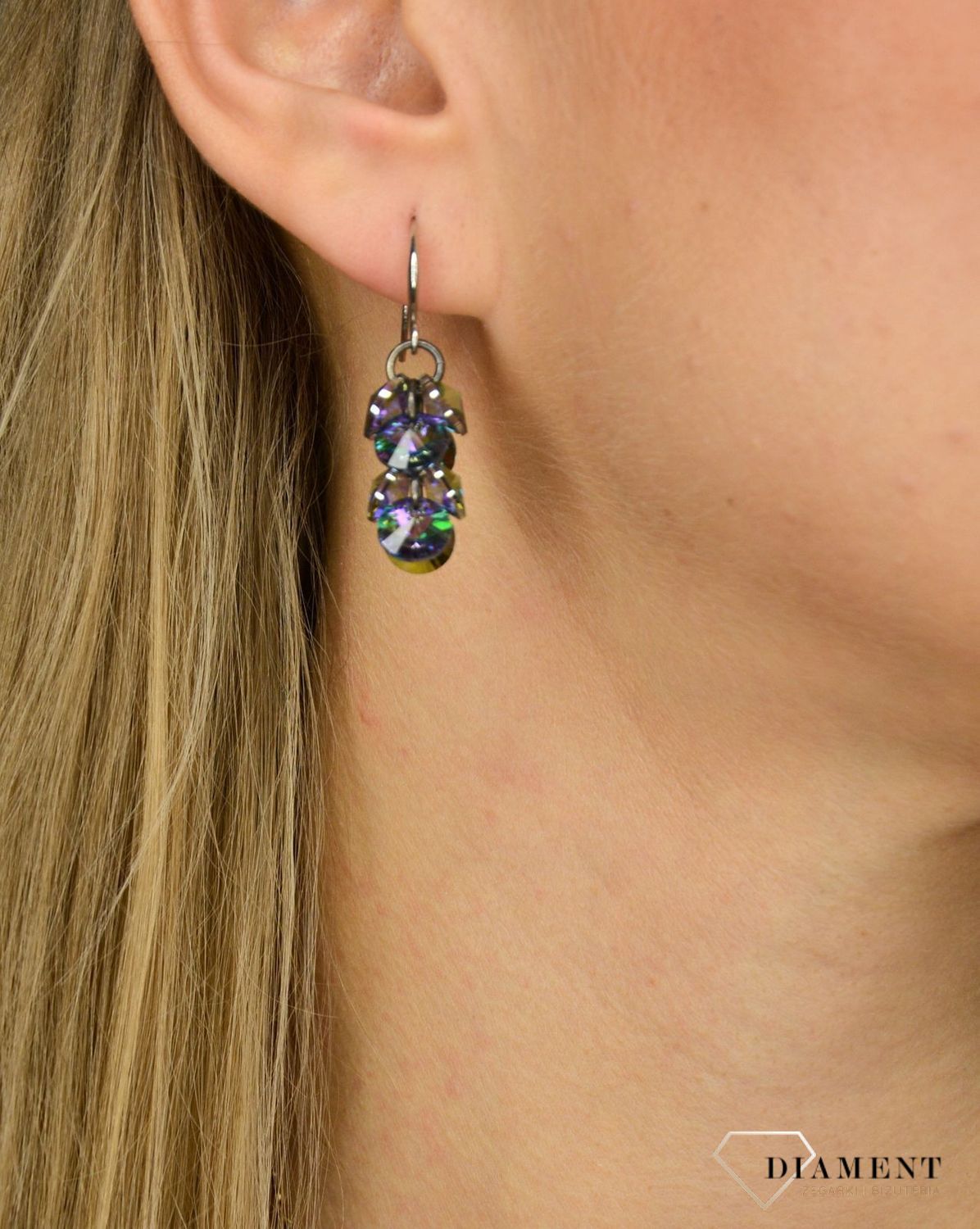 Kolczyki damskie By dziubeka z kryształami Swarovskiego KOLROMA0069.jpg