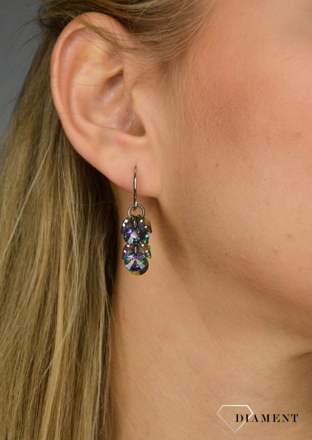 Kolczyki damskie By dziubeka z kryształami Swarovskiego KOLROMA0069.jpg