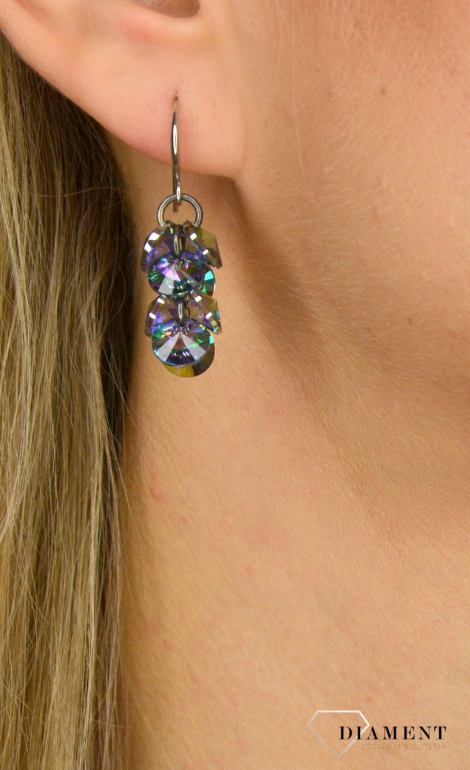 Kolczyki damskie By dziubeka z kryształami Swarovskiego KOLROMA0069.jpg