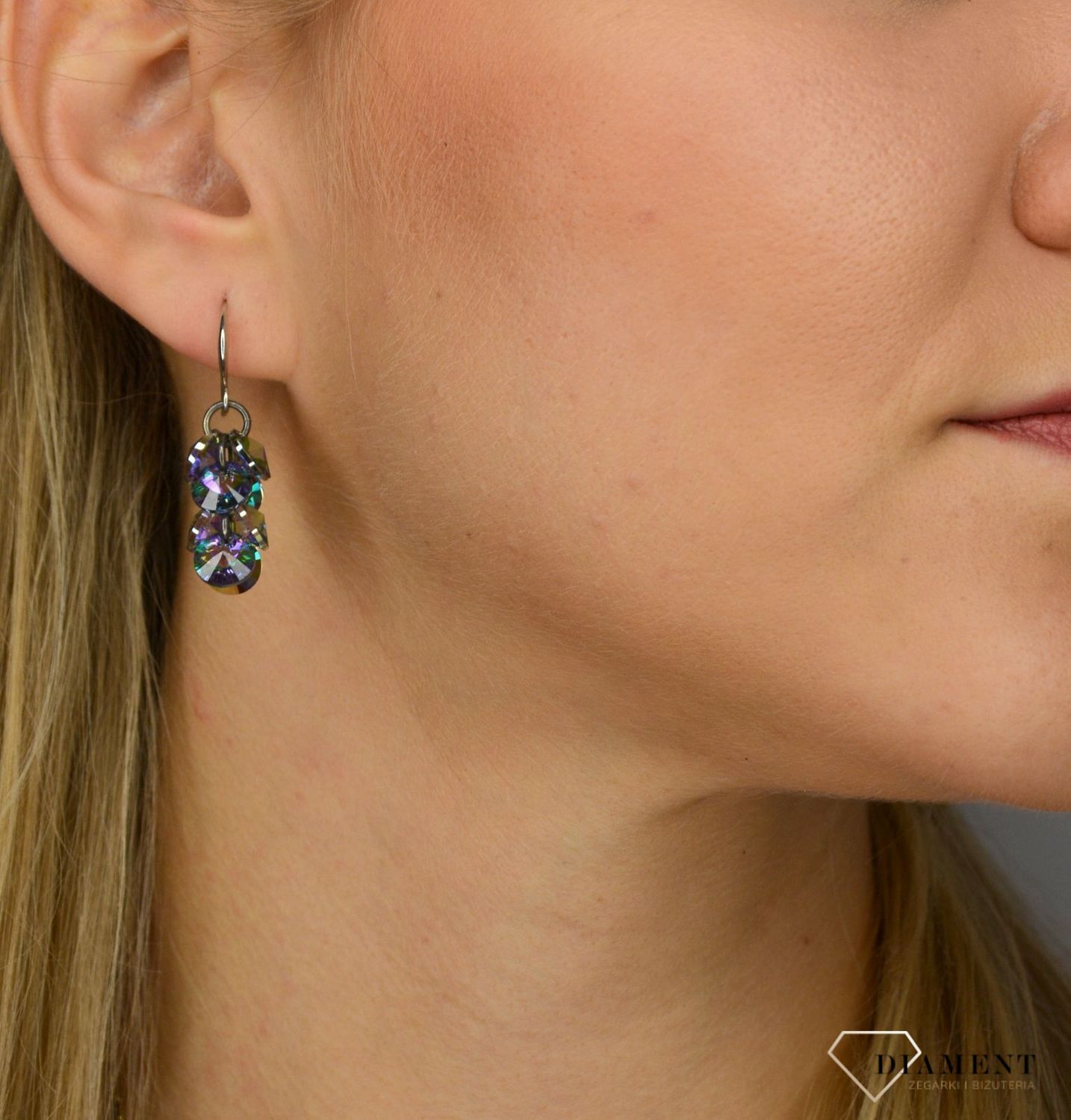 Kolczyki damskie By dziubeka z kryształami Swarovskiego KOLROMA0069.jpg