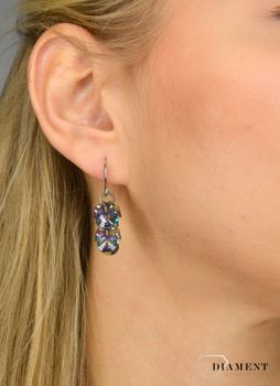 Kolczyki damskie By dziubeka z kryształami Swarovskiego KOLROMA0069 💎 Kolczyki z pięknymi kryształami Swarovskiego w ciemnej kolorystyce 💎 (1).JPG