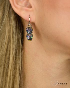 Kolczyki damskie By dziubeka z kryształami Swarovskiego KOLROMA0069 💎 Kolczyki z pięknymi kryształami Swarovskiego w ciemnej kolorystyce 💎 (2).JPG
