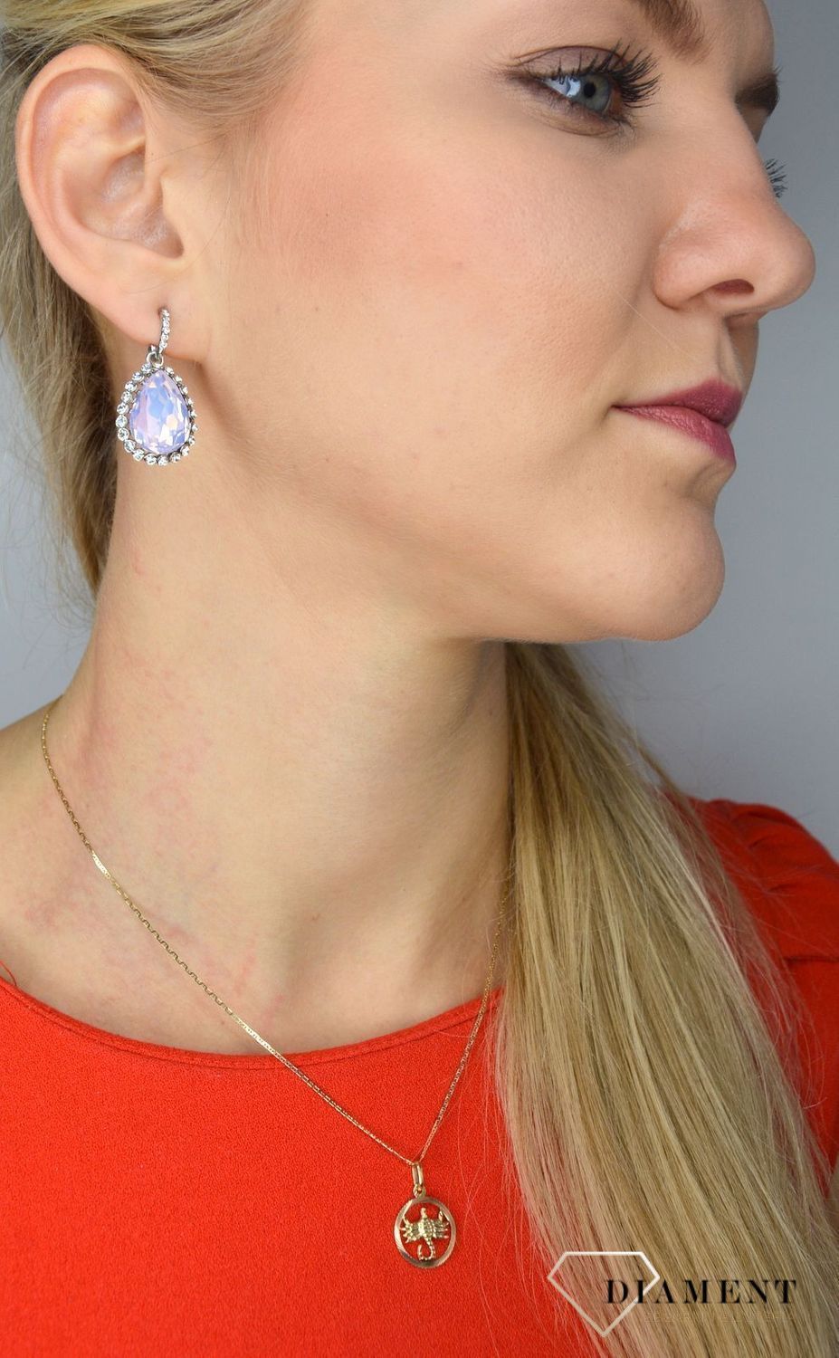 Kolczyki damskie By Dziubeka wiszące różowa cyrkonia KOLSHIN023302800.jpg