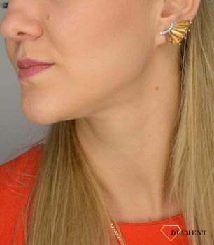 Kolczyki damskie nausznice BY DZIUBEKA z cyrkonią KOLSHIN038402200 💎 Kolczyki nausznice z pomarańczową cyrkonią oraz białą 💎 (4).JPG