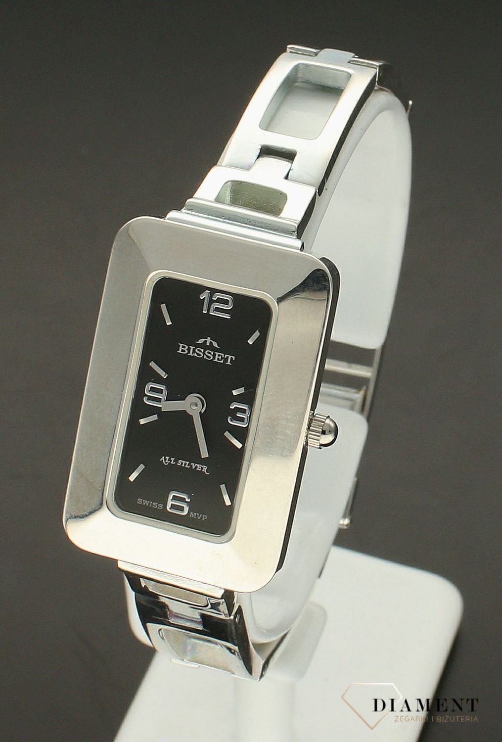 Zegarek srebrny damski na bransolecie BISSET KP2935-925 ZEGXB2SA76XMBX. Zegarek srebrny damski na bransolecie BISSET KP2935-925 wyposażony jest w kwarcowy mechanizm, zasilany za pomocą baterii. Posiada bardzo wysoką dokładno (6).jpg