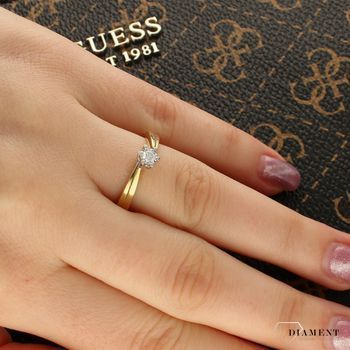 Pierścionek złoty DIAMENT żółte i białe złoto, diament, klasyk KR-55402.jpg