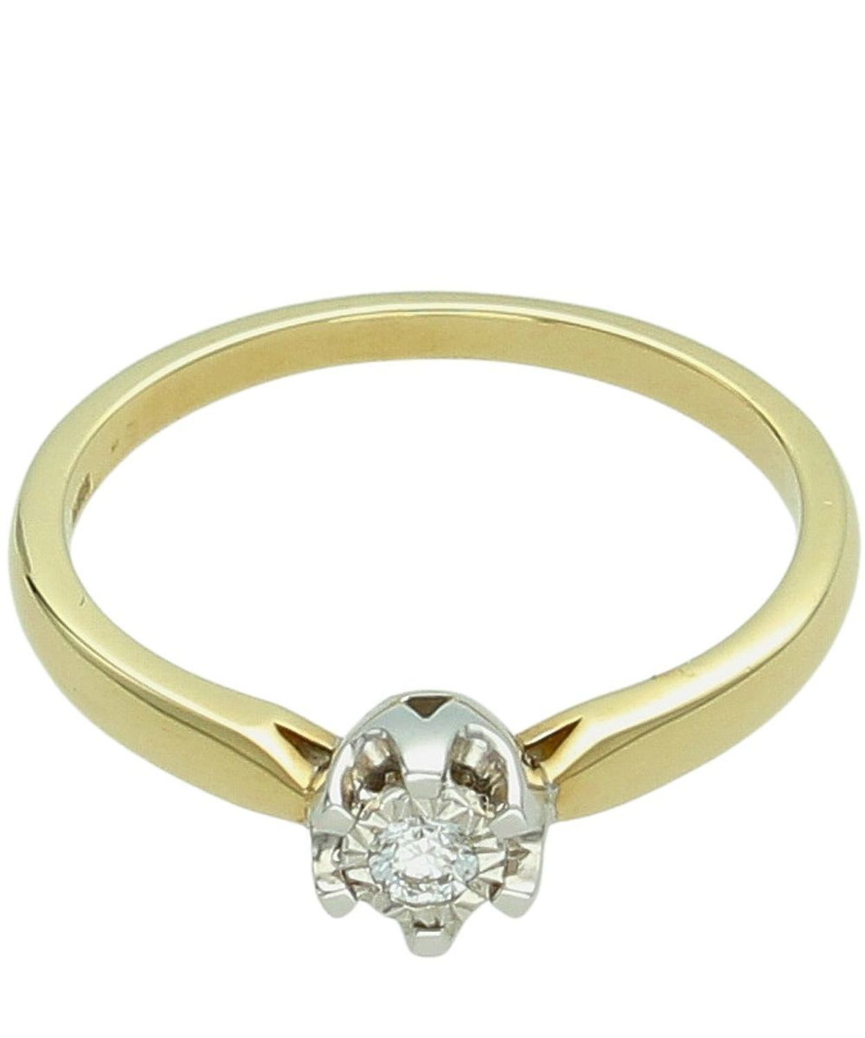 Pierścionek z Diamentem 0,07 ct  Złoto 585  Korona 6 Ramion diament.jpg