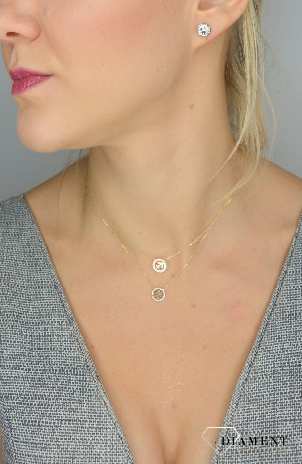 Srebrne kolczyki Swarovski Urodzinowe Kamienie Okrągłe przy uchu kolor Crystal KR1122SS29C.jpg