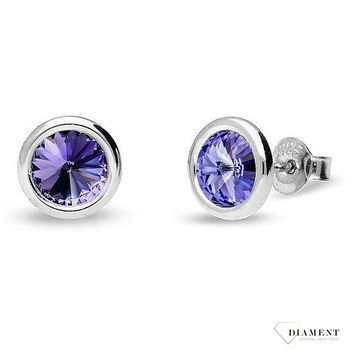 Srebrne kolczyki Swarovski Urodzinowe Kamienie Tanzanite Okrągłe przy uchu KR1122SS29TA.jpg