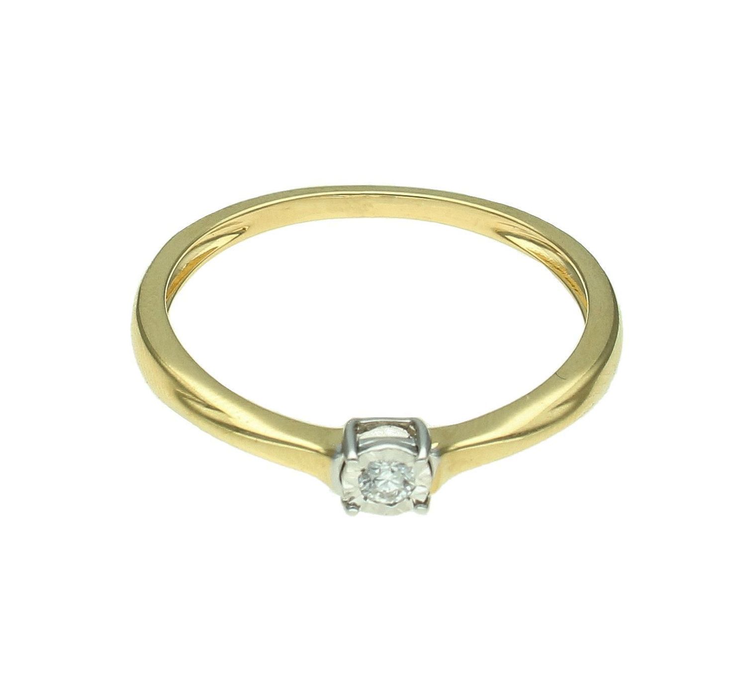 Złoty pierścionek damski 585 Delikatna klasyka łącząca złoto i Diament 0,06 ct KR147501Y (1).jpg