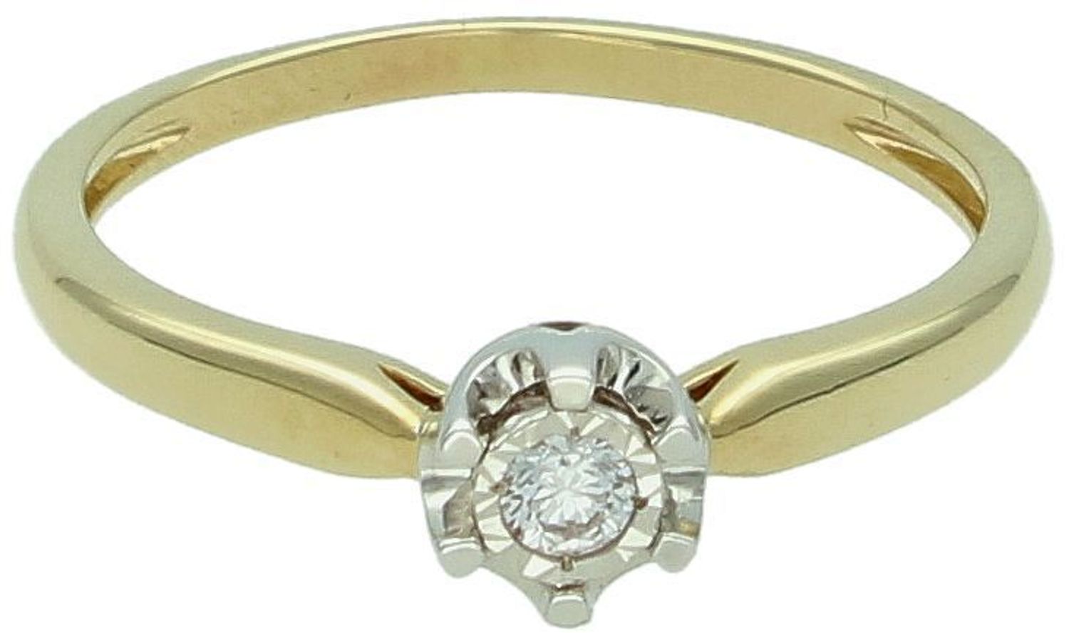 Złoty pierścionek damski 585 Pierścionek z żółtego złota z Diamentem 0,09 ct.jpg