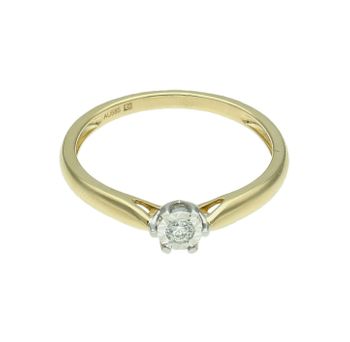 Pierścionek damski złoty 585 Pierścionek idealny na zaręczyny z Diamentem 0.05 ct KR233701Y Pierścionek z żółtego 14 karatowego złota z Diamentami, idealny prezent dla każdej kobiety. Klasyka w idealnym wydaniu o rozmiarze 16.jpg
