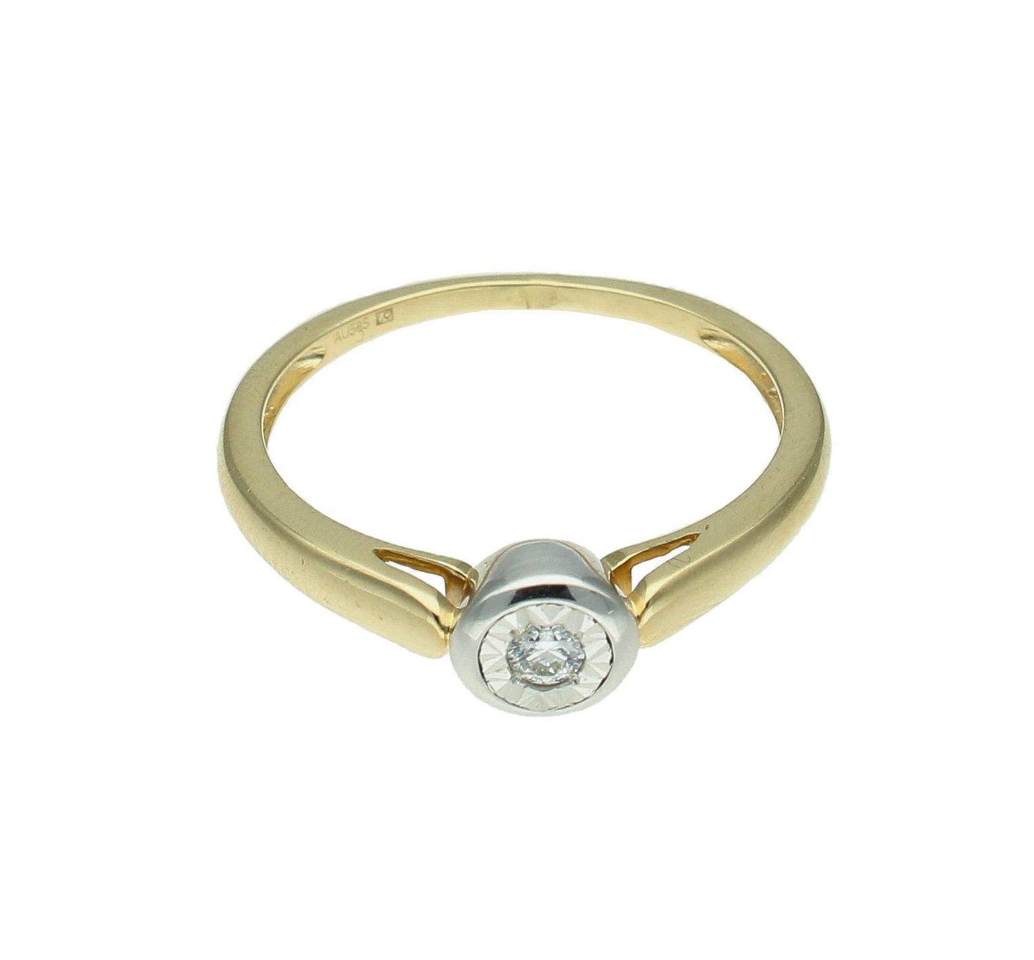 Pierścionek damski złoty 585 Pierścionek o niehaczącej koronie z Diamentem 0,06 ct KR234201Y Pierścionek z żółtego 14 karatowego złota z Diamentami, idealny prezent dla każdej kobiety. Klasyka w idealnym wydaniu o rozmiarze 16.jpg