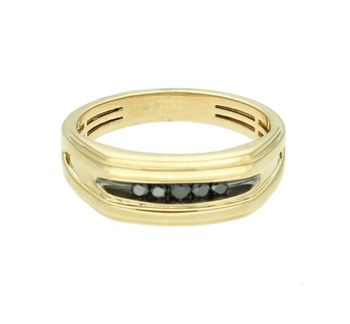 Damski pierścionek złoty 585 Gładkie żółte złoto z czarnymi Diamentami 0,17 ct KR39570BDY (2).jpg