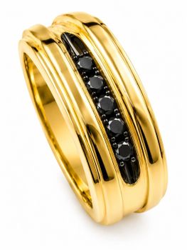 Damski pierścionek złoty 585 Gładkie żółte złoto z czarnymi Diamentami 0,17 ct KR39570BDY Au.jpg