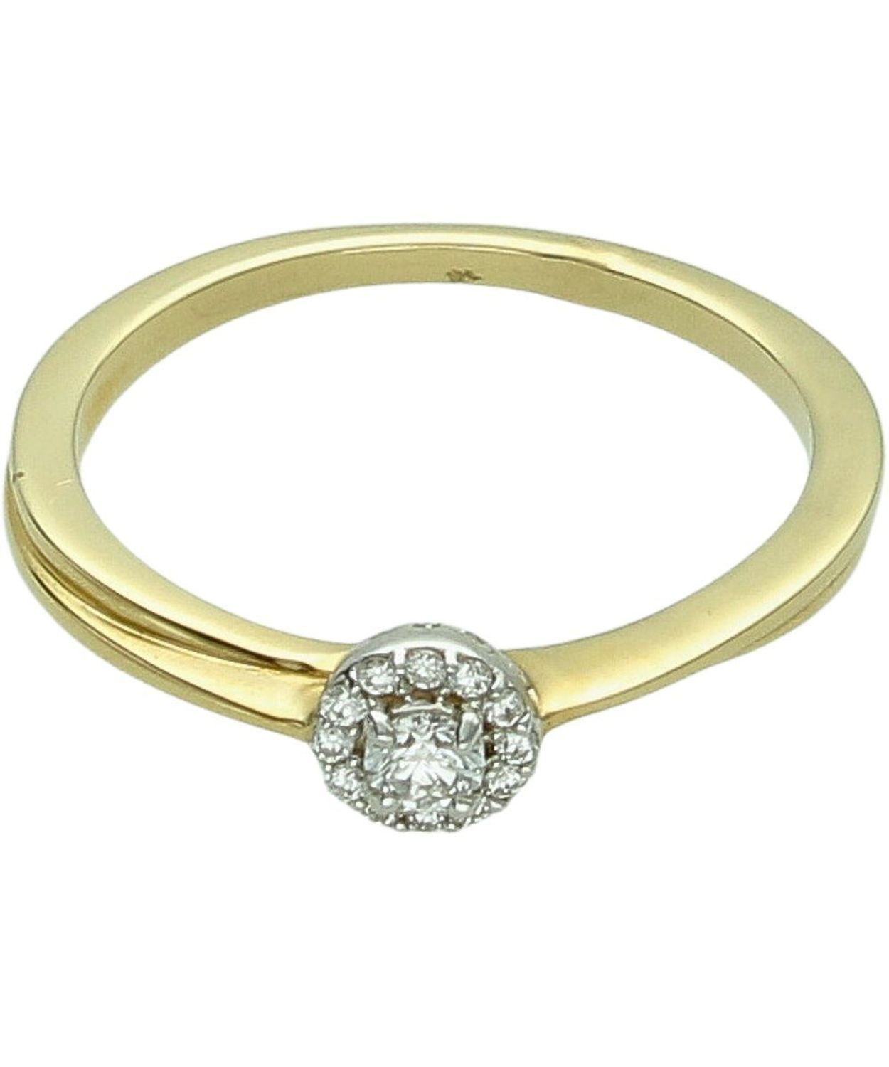 Złoty pierścionek zaręczynowy 585 rozmiar 17  13 brylantów  Białe i żółte złoto.jpg