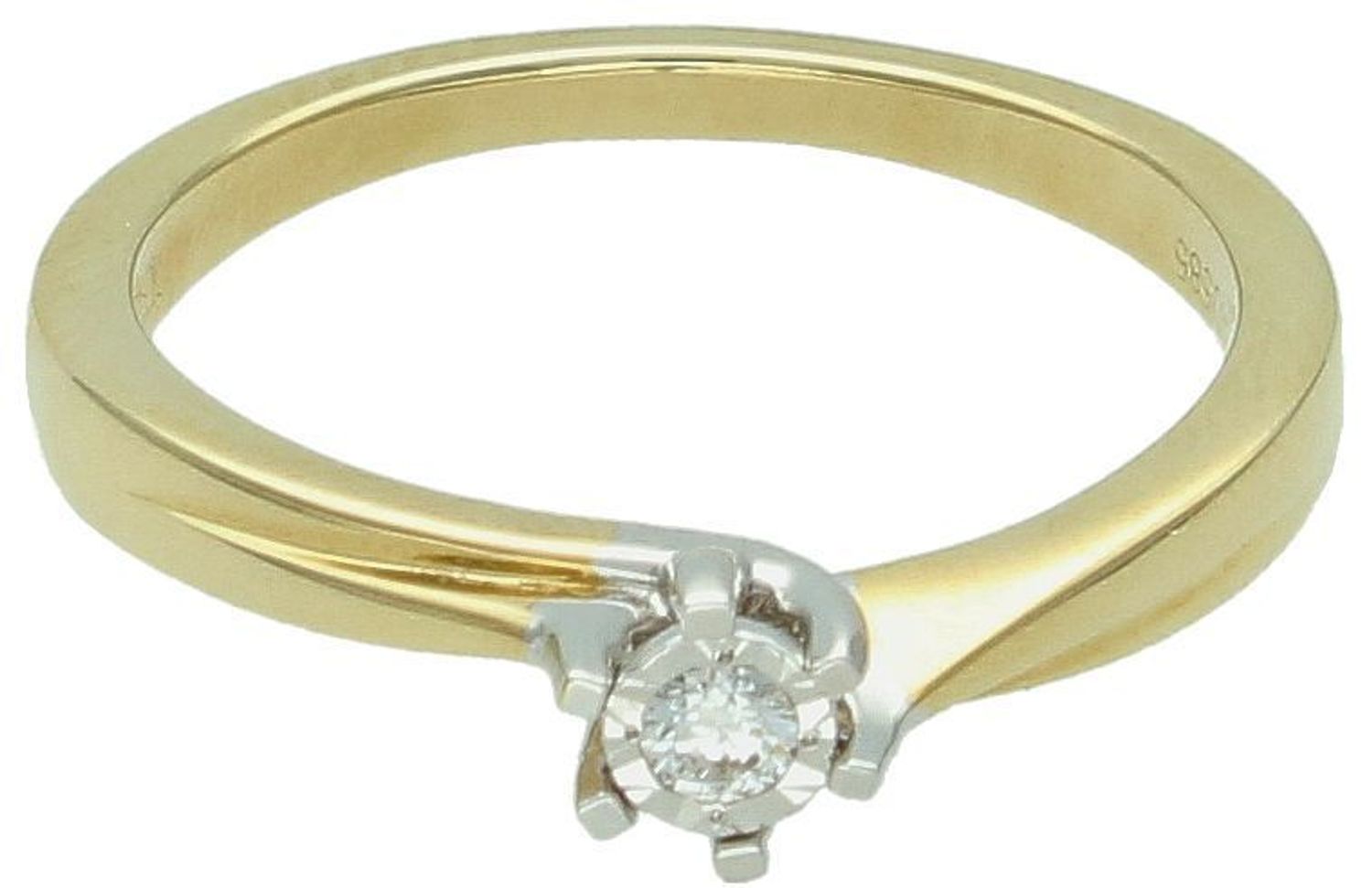 Pierścionek damski złoty 585 Pierścionek z Diamentem, pierścionek zaręczynowy 0.08 ct.jpg