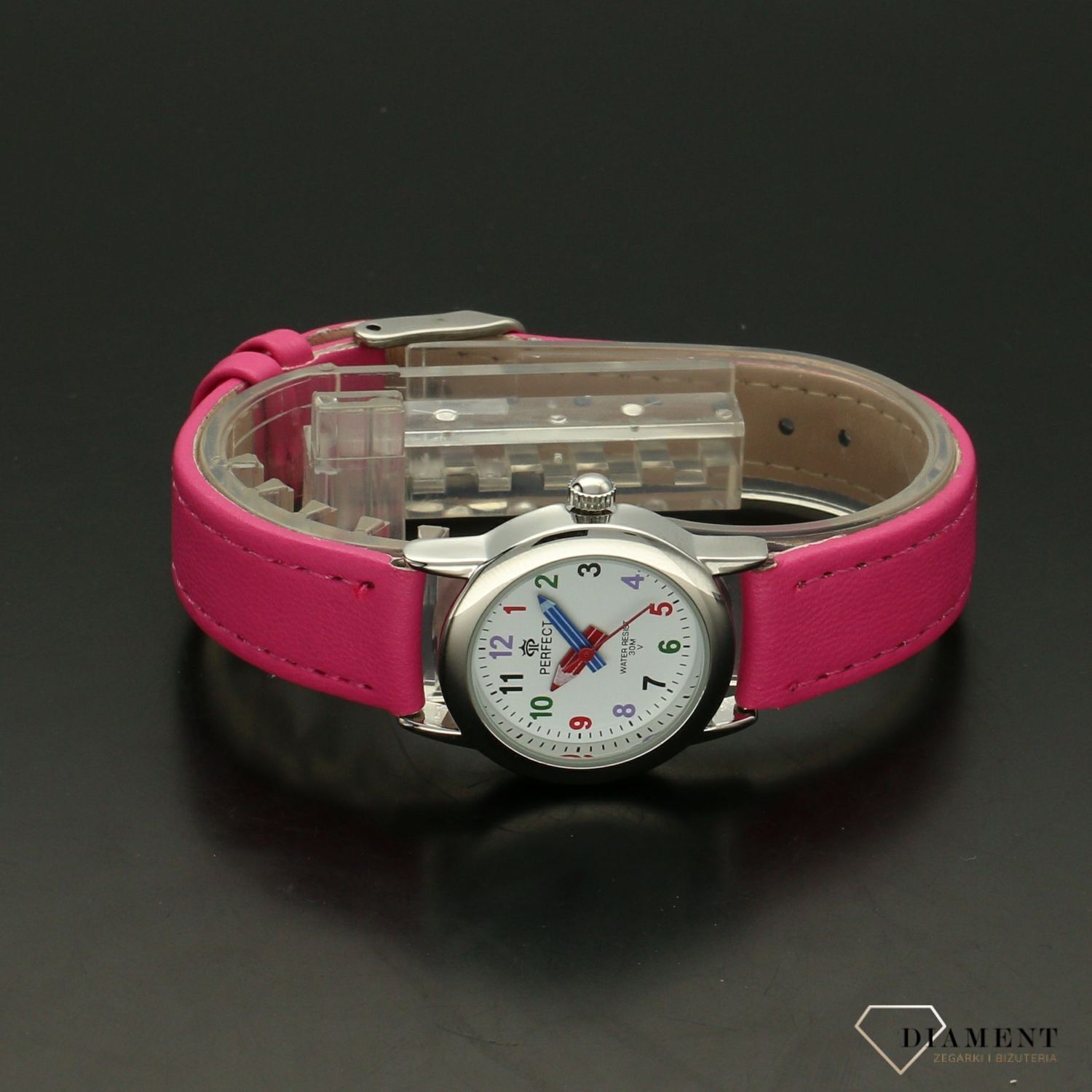 Zegarek dla dziewczynki Perfect ' Kolorowe kredki 2 ' Zegarek dla dziewczynki na komunię. Zegarek do nauki godzin.  (1).jpg