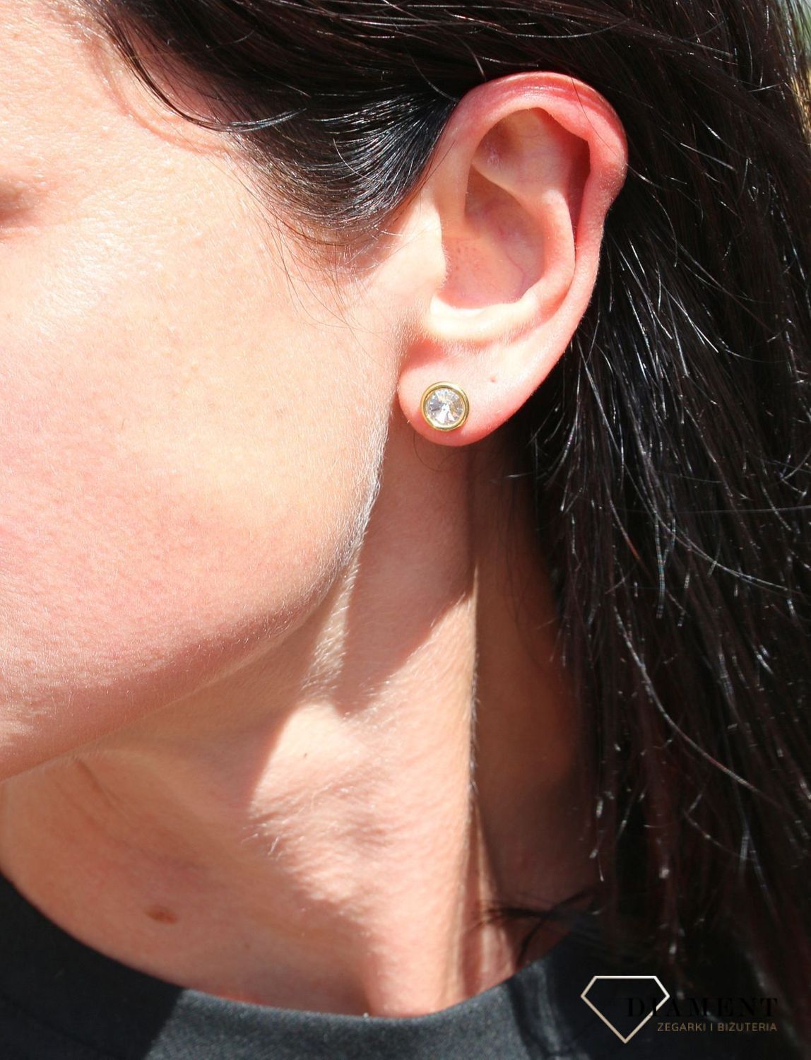 Srebrne kolczyki Swarovski Urodzinowe Kamienie Okrągłe przy uchu kolor Crystal KRG1122SS29C1.jpg