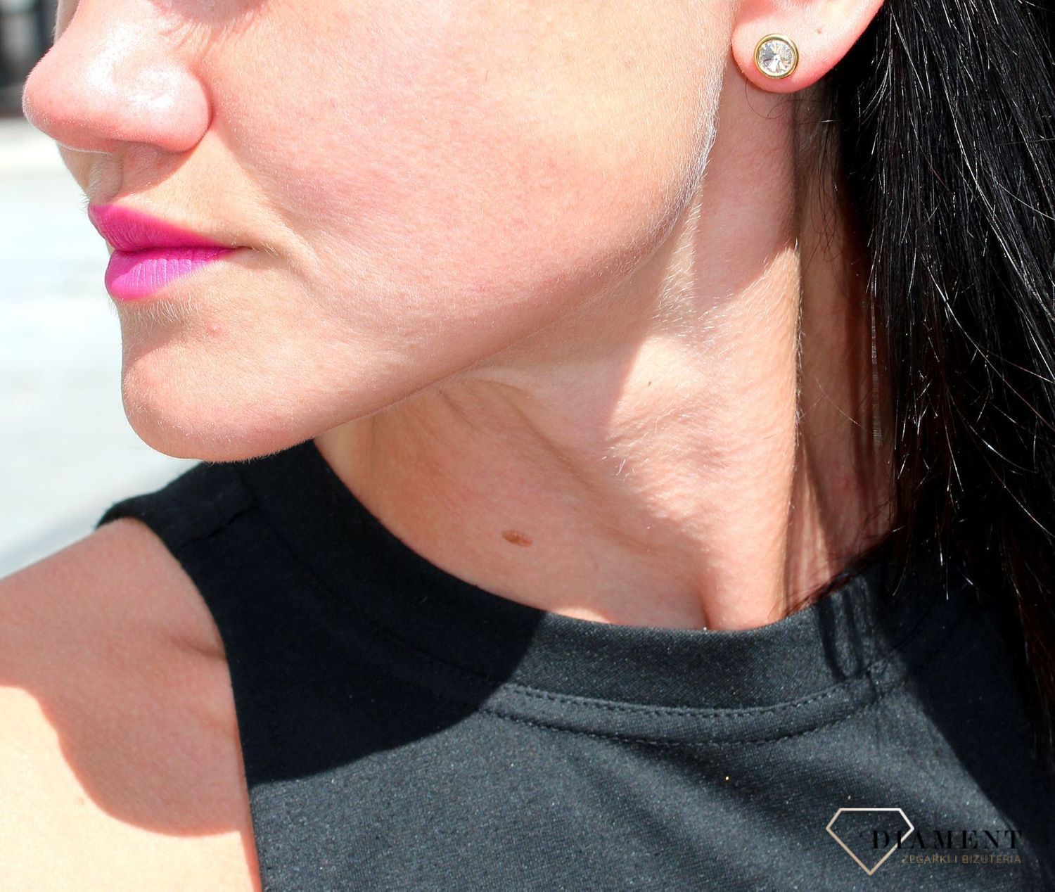 Srebrne kolczyki Swarovski Urodzinowe Kamienie Okrągłe przy uchu kolor Crystal KRG1122SS29C1.jpg