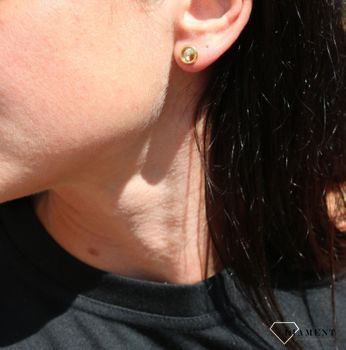 Srebrne kolczyki Swarovski Urodzinowe Kamienie Topaz Okrągłe przy uchu kolor Golden Shadow KRG1122SS29GS (3).JPG