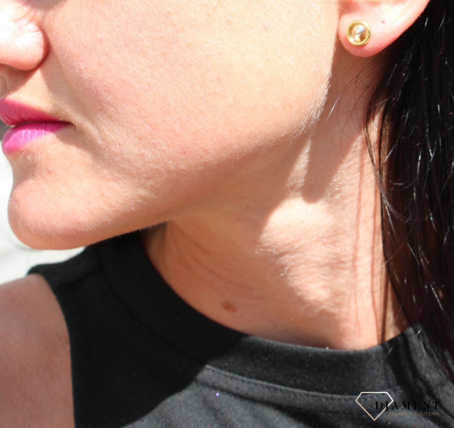 Srebrne kolczyki Swarovski Urodzinowe Kamienie Topaz Okrągłe przy uchu kolor Golden Shadow KRG1122SS29GS.jpg