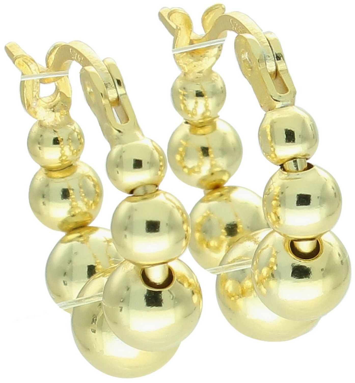 Kolczyki Damskie Srebrne Pozłacane 925 – Koła z Polerowanych Kuleczek, Zapięcie Kreol.jpg