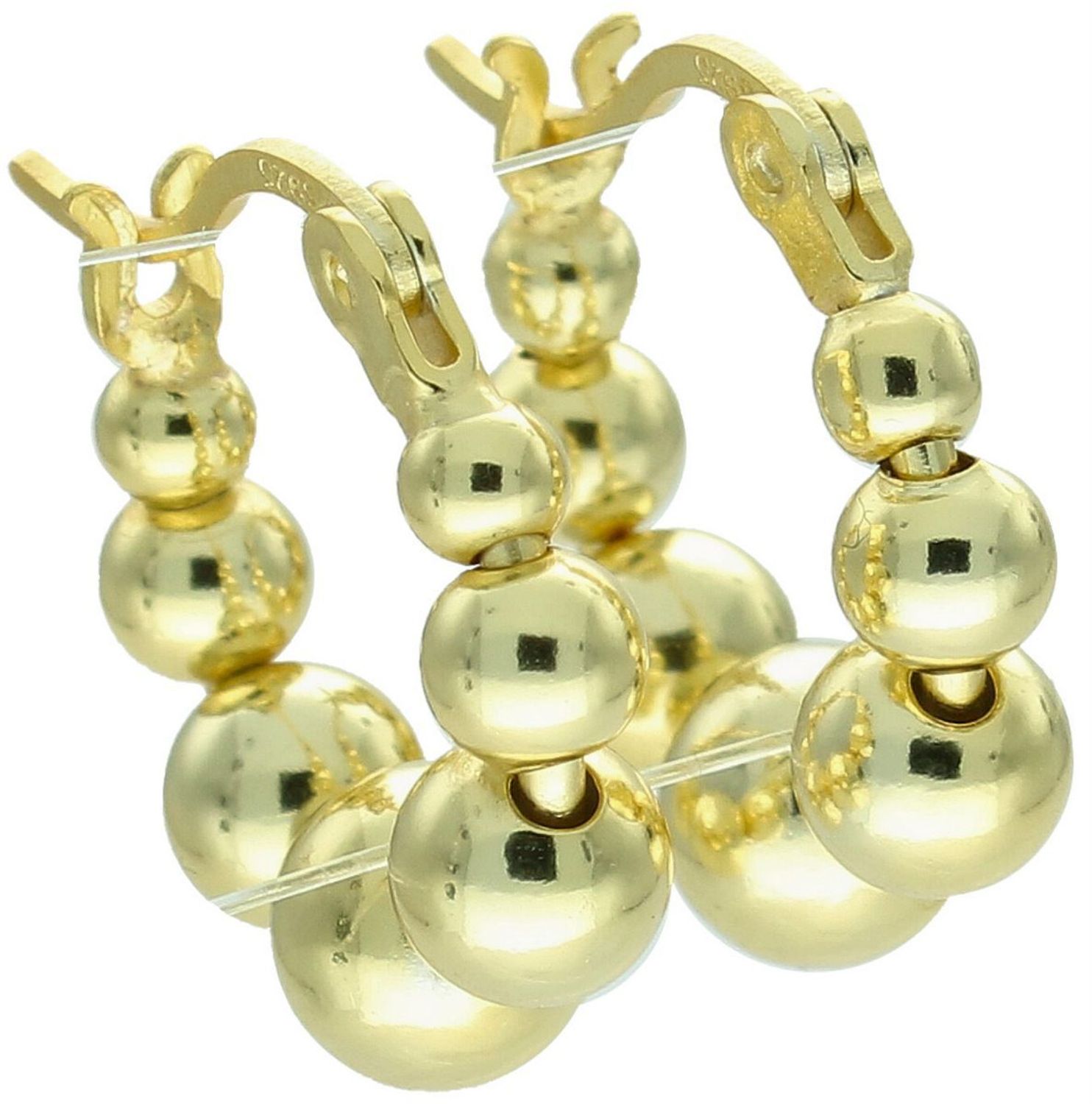 Kolczyki Damskie Srebrne Pozłacane 925 – Koła z Polerowanych Kuleczek, Zapięcie Kreol.jpg