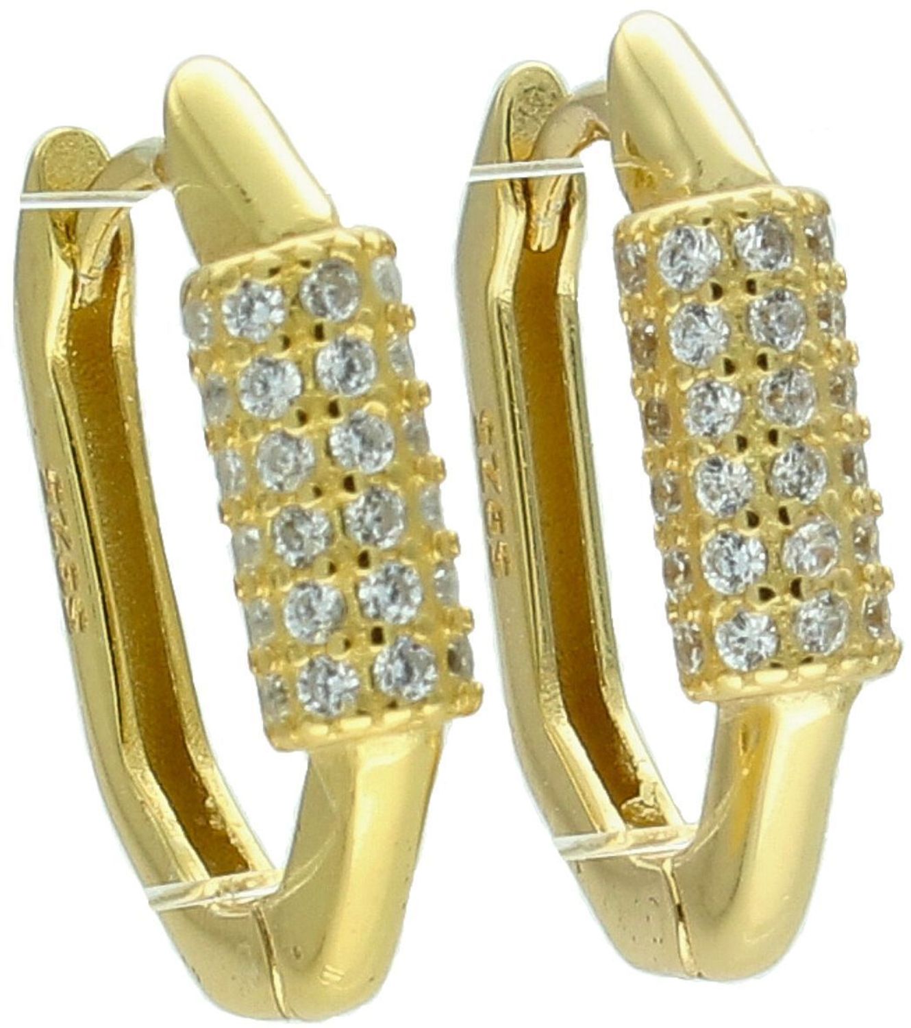 Kolczyki Damskie Srebrne Pozłacane KSR1734Z – Geometryczne z Cyrkoniami, Zapięcie na Zatrzask.jpg