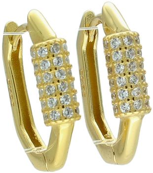 Kolczyki Damskie Srebrne Pozłacane KSR1734Z – Geometryczne z Cyrkoniami, Zapięcie na Zatrzask.jpg