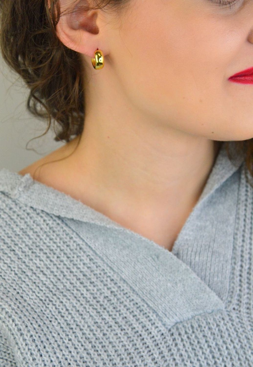 Kolczyki Damskie Srebrne Pozłacane KSR2305Z – Gładkie Kółka, Długość 1,3 cm.jpg