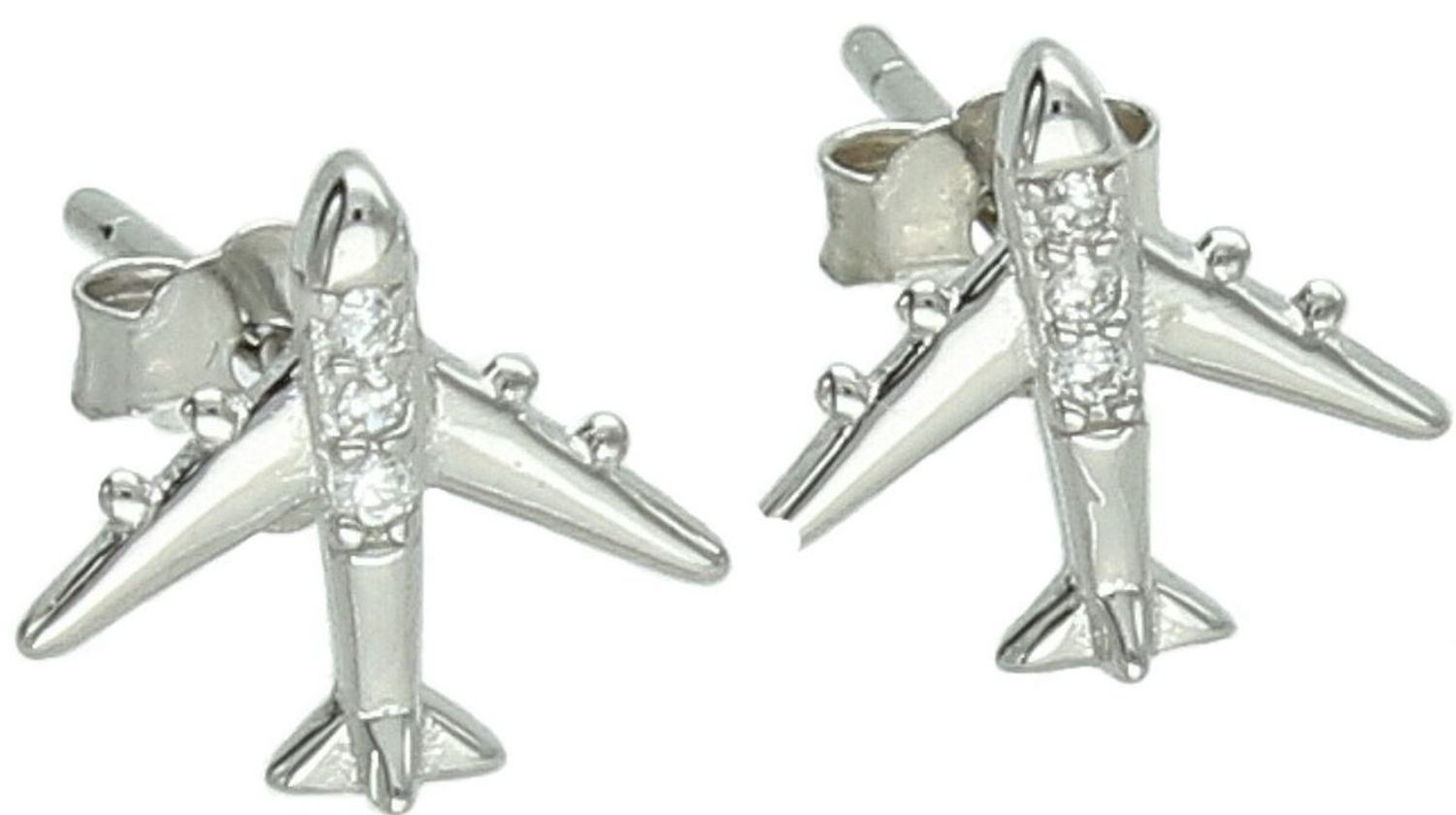 Kolczyki DamskieDziewczęce Srebrne – Samoloty z Cyrkoniami, Zapięcie na Sztyft.jpg