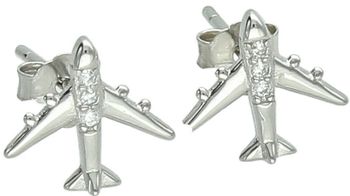Kolczyki DamskieDziewczęce Srebrne – Samoloty z Cyrkoniami, Zapięcie na Sztyft.jpg