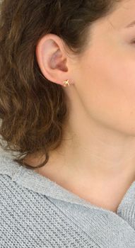 Kolczyki damskie i dziewczęce KSR2340Z ze srebra próby 925, pozłacane, małe samoloty zdobione cyrkoniami. Wymiary 1,0 cm x 8 mm, zapięcie na sztyft – oryginalna i delikatna biżuteria (4).JPG