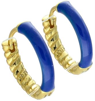 Kolczyki srebrne pozłacane KSR2354Z – kółeczka z granatową emalią, próba 925 💙 blue.jpg