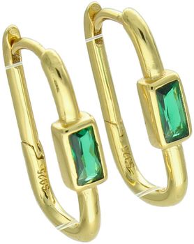 Kolczyki srebrne pozłacane KSR2355Z – podłużne z zieloną cyrkonią, próba 925 💚.jpg