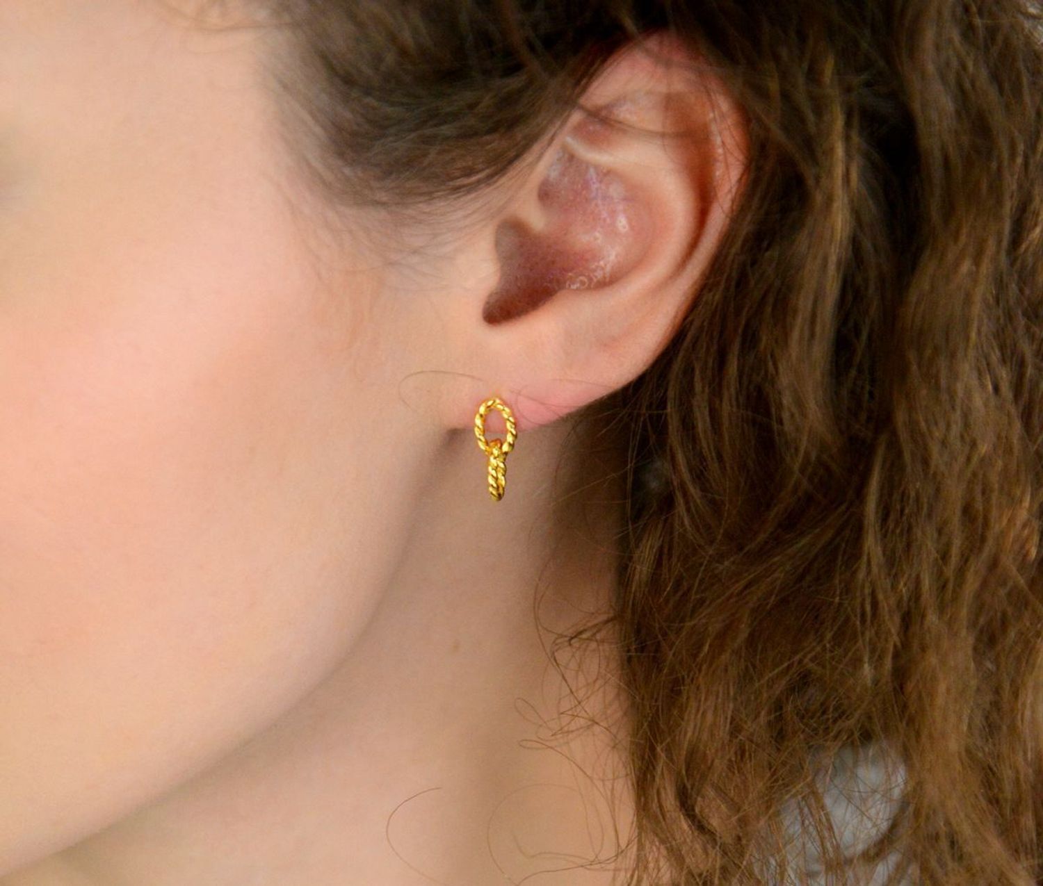 Kolczyki Damskie Srebrne Pozłacane KSR2558Z – Wiszące Owalne Kółeczka, Zapięcie na Sztyft.jpg