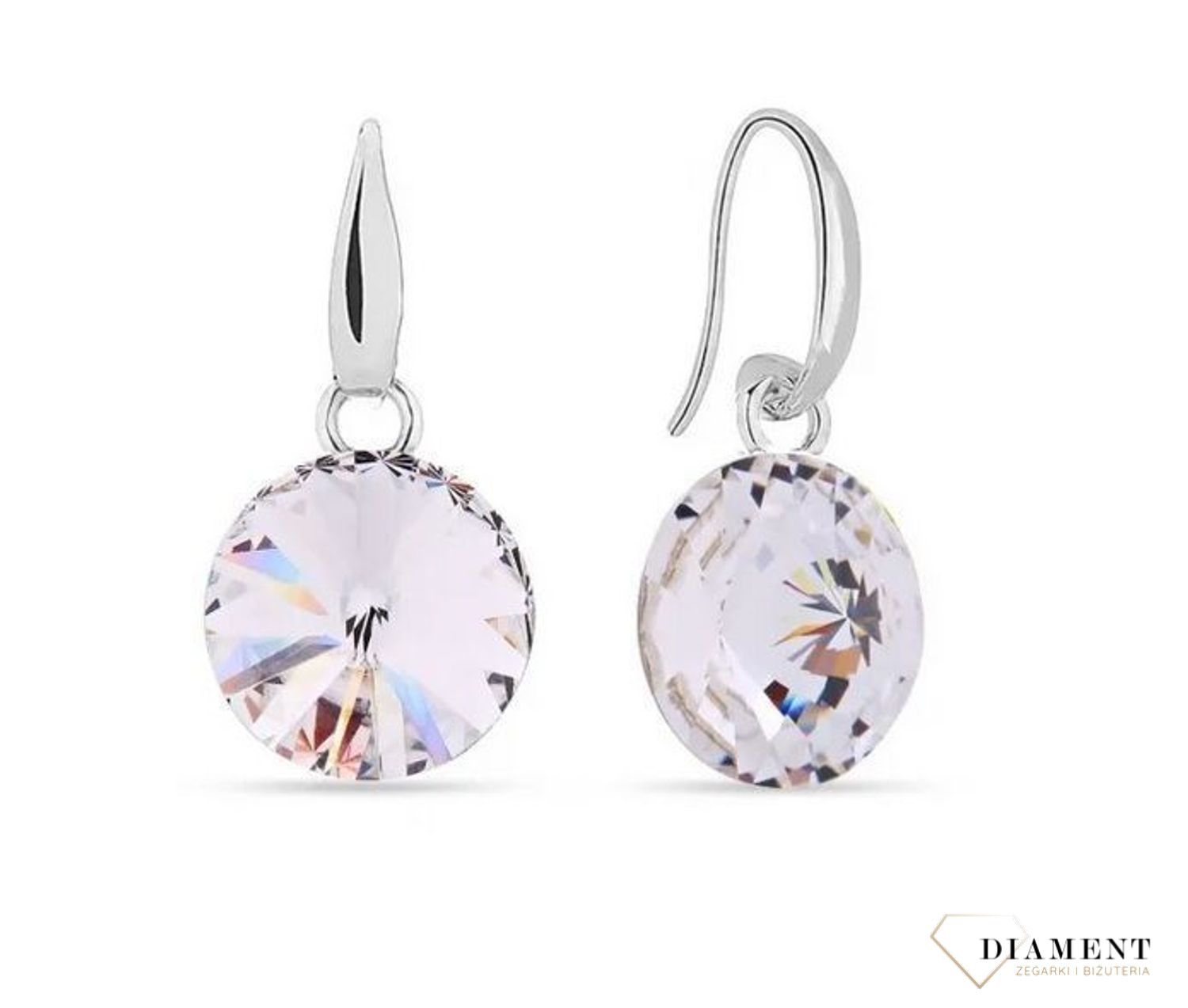 Kolczyki srebrne wiszące z białymi kryształkami Swarovski KW112212C.jpg