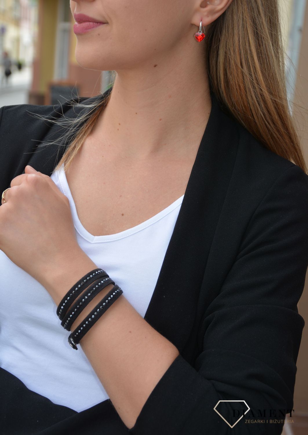 Kolczyki Srebrne Swarovski Silver w kolorze Light Siam..jpg