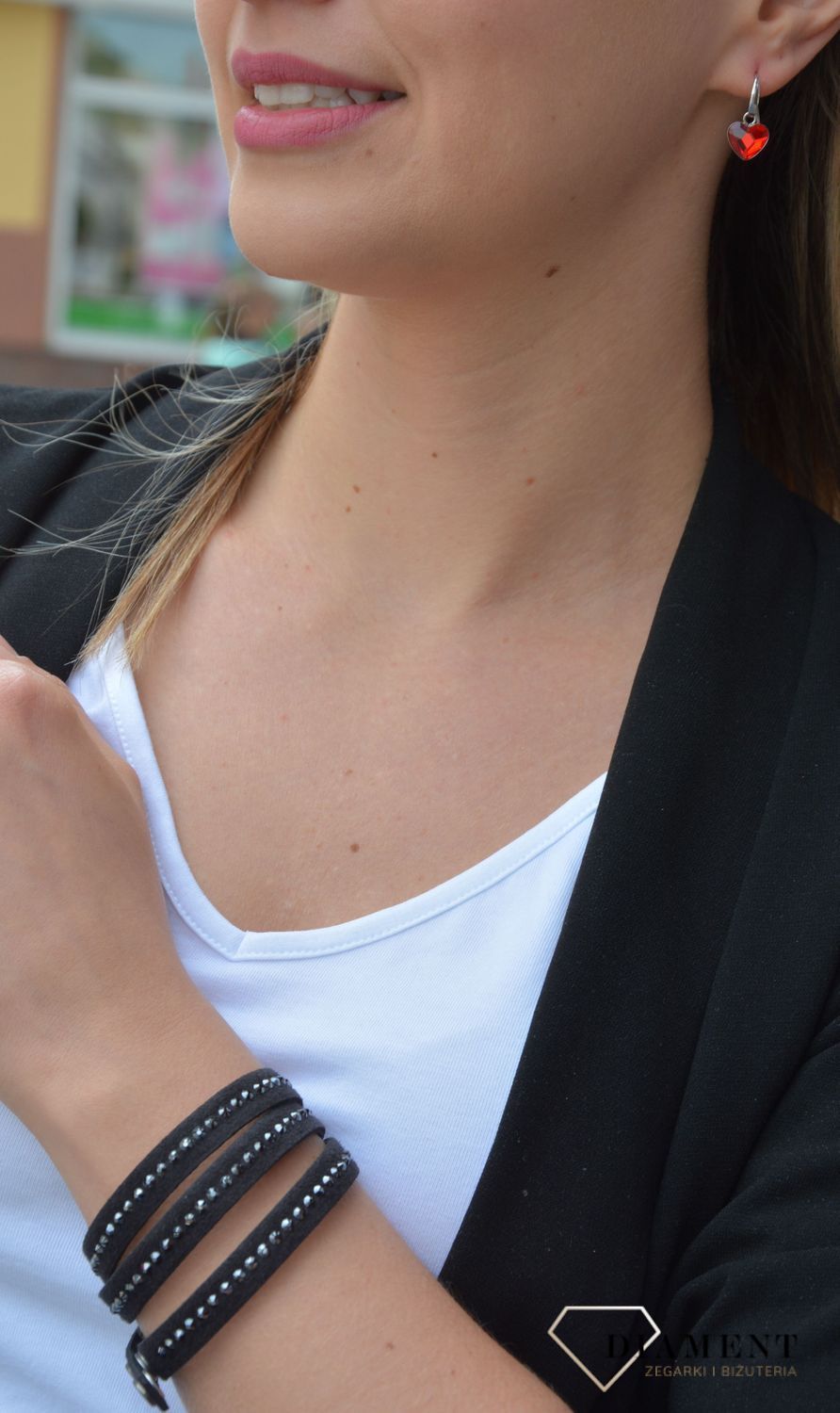 Kolczyki Srebrne Swarovski Silver w kolorze Light Siam..jpg