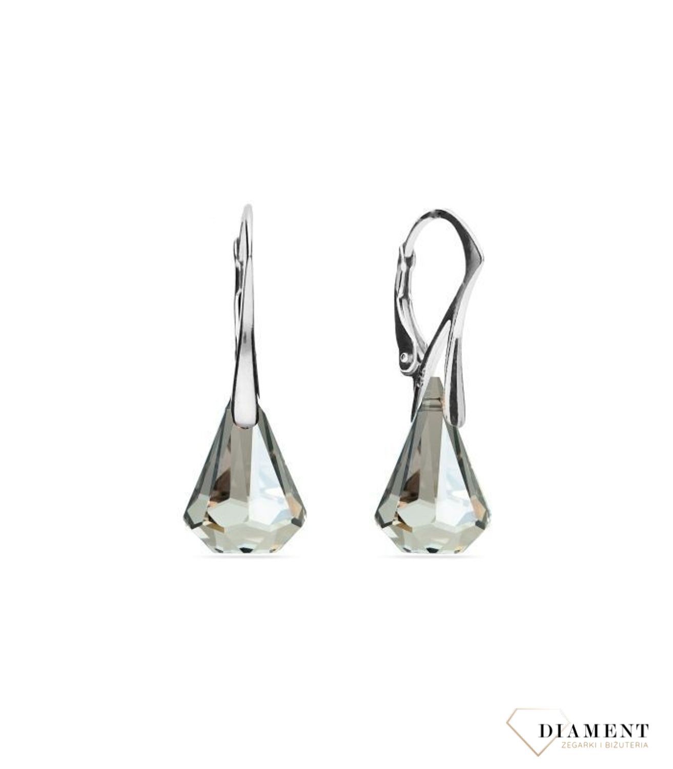 Kolczyki srebrne wiszące Swarovski Raindrop Satin KW602214S