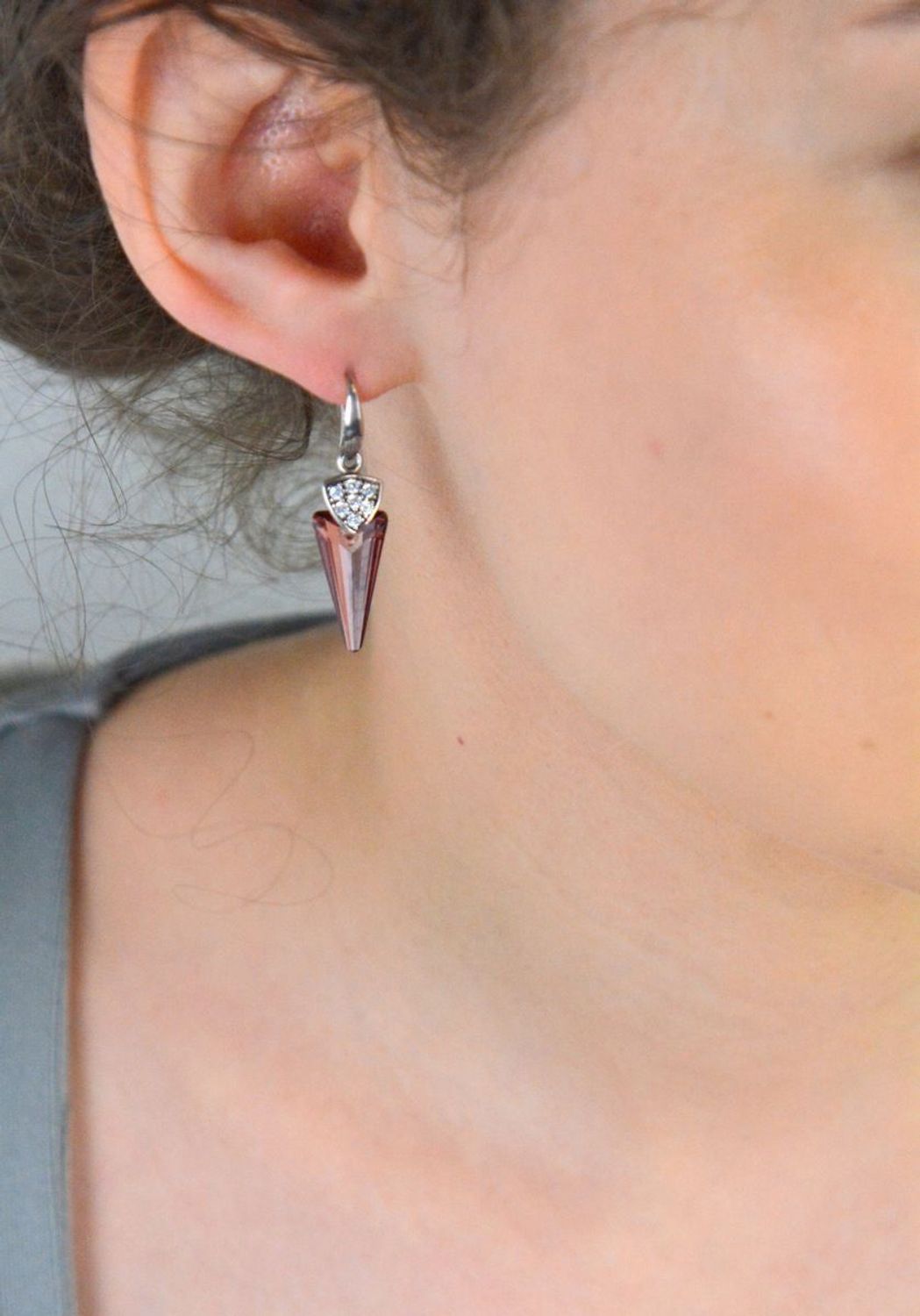 Srebrne kolczyki 'Różowe kły' kryształy Swarovski KW6480AP.jpg