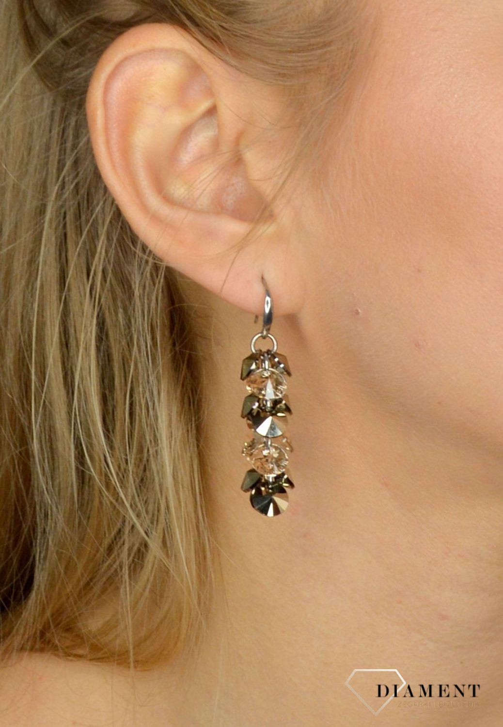 Kolczyki wiszące Swarovski Metallic Light Gold i Light Silk KWD6428MGSL.jpg