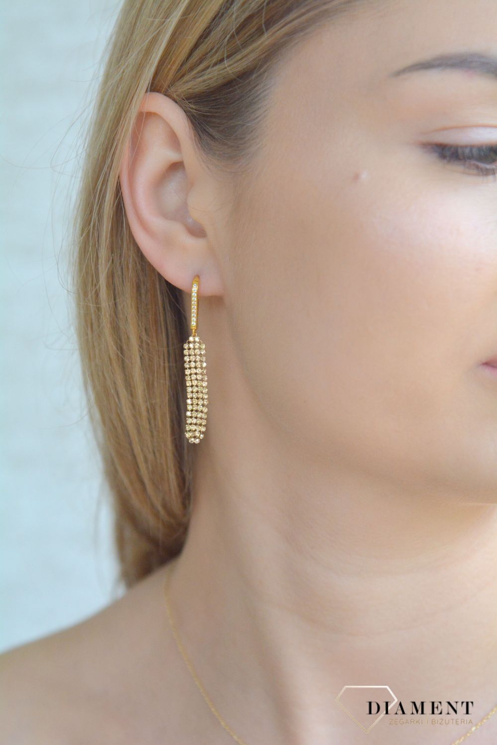 Kolczyki Srebrne Pozłacane Spark Swarovski Noble Golden Shadow KWFM4GS.jpg