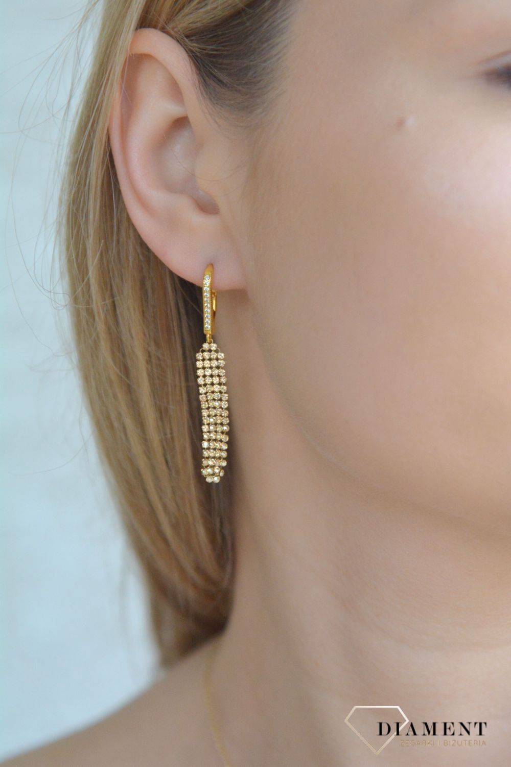 Kolczyki Srebrne Pozłacane Spark Swarovski Noble Golden Shadow KWFM4GS.jpg