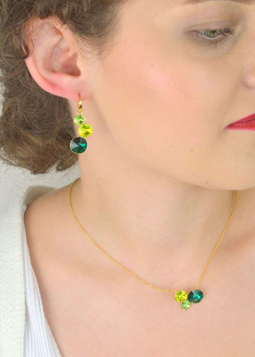 Kolczyki pozłacane Spark Candy KWG112212EM z kryształami Emerald.jpg