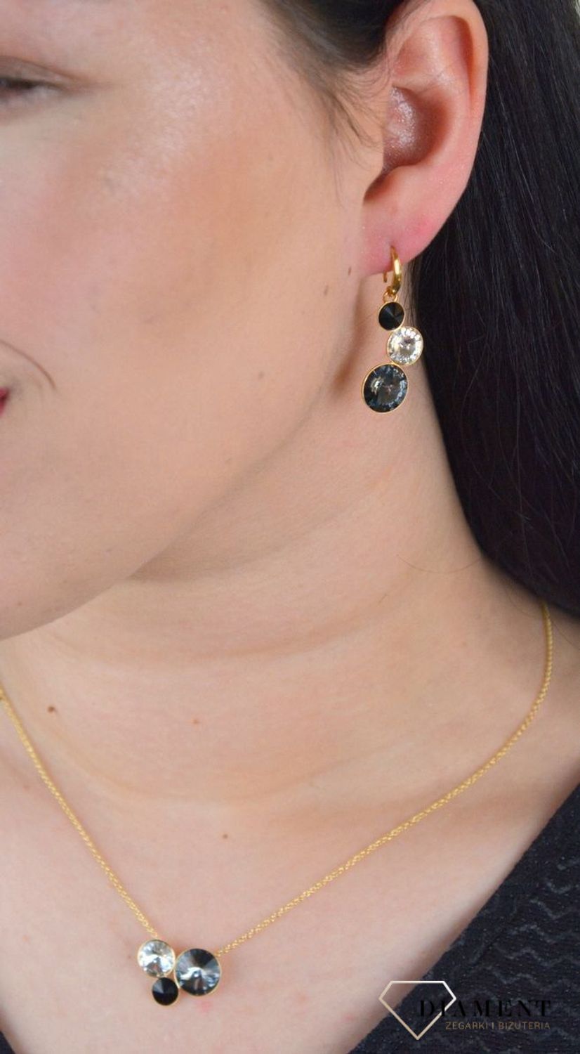 Kolczyki wiszące Spark z Kryształkami Swarovski w czarnym, szarym i białym odcieniu KWG11223SLSS.jpg